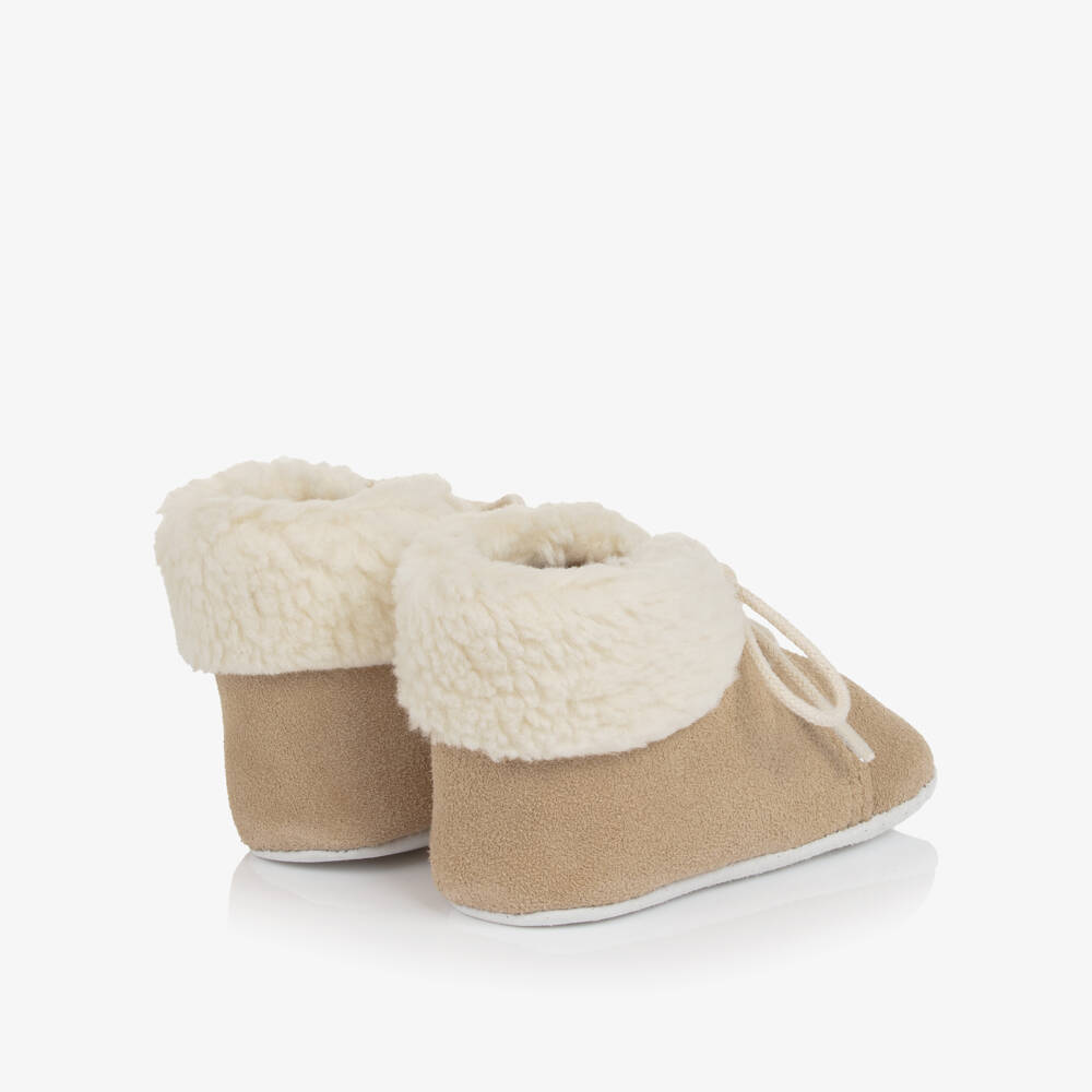 Tartine et Chocolat-Beige Nubuck Leather Pre-Walker Shoes | Childrensalon Outlet