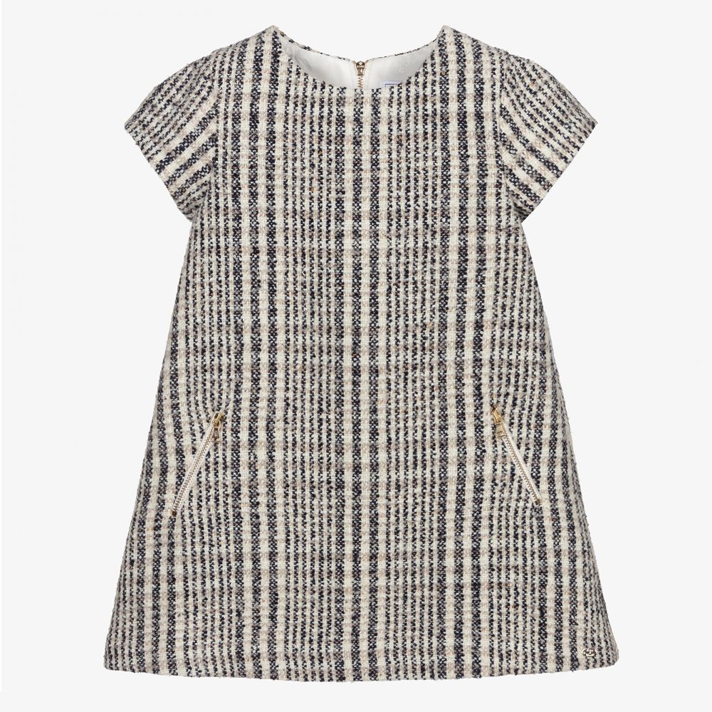 Tartine et Chocolat - Beige Wool Blend Tweed Dress | Childrensalon