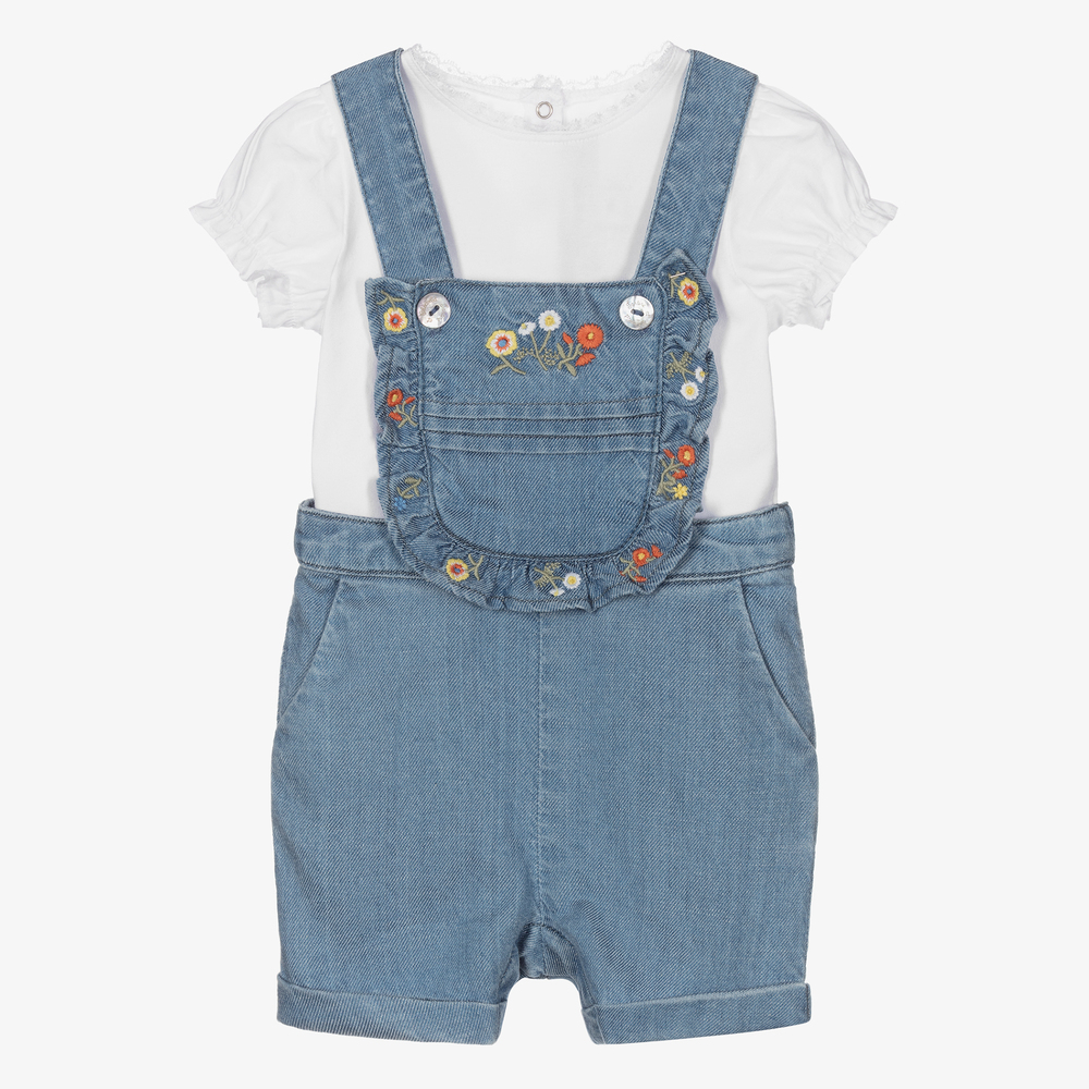 Tartine et Chocolat - Blue Chambray Dungarees Set | Childrensalon