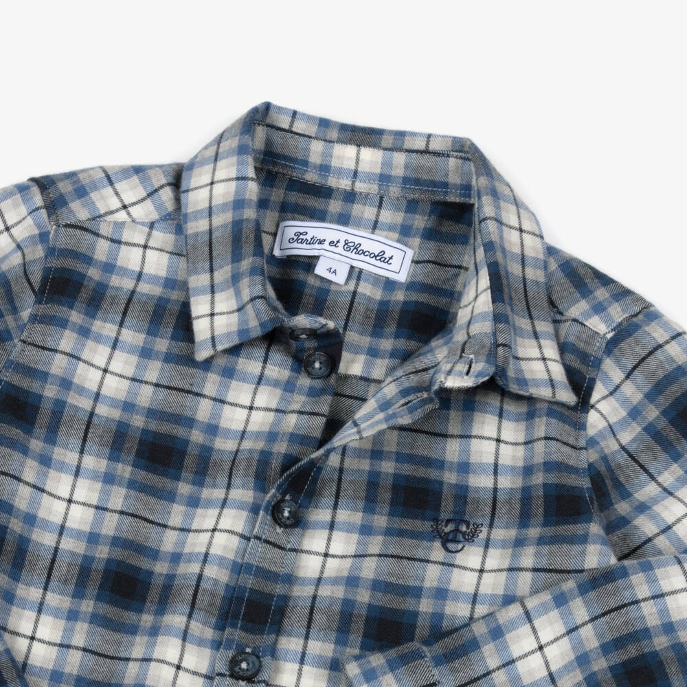 Tartine et Chocolat-Blue Check Shirt | Childrensalon Outlet