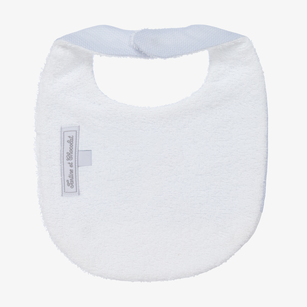 Tartine et Chocolat-مريلة قطن بوبلين لون أزرق وأبيض للمواليد | Childrensalon Outlet