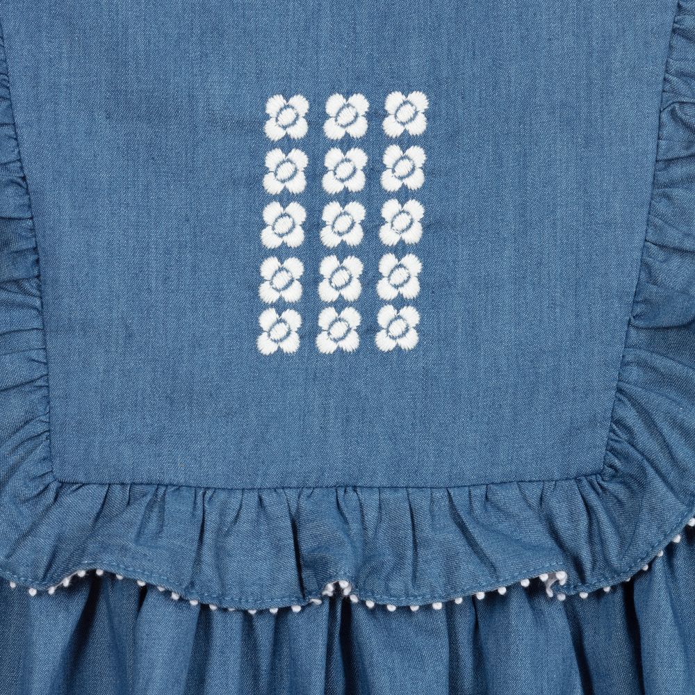 Tartine et Chocolat-Синее платье из хлопкового шамбре | Childrensalon Outlet