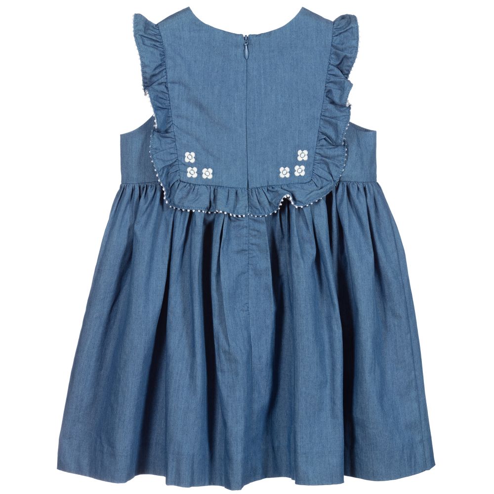 Tartine et Chocolat-Синее платье из хлопкового шамбре | Childrensalon Outlet