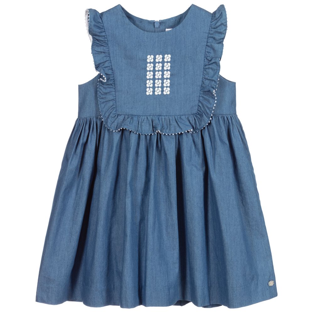 Tartine et Chocolat - Robe bleue en batiste de coton | Childrensalon