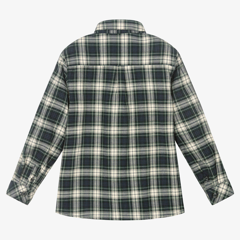 Tartine et Chocolat-Blue & Green Check Cotton Shirt | Childrensalon Outlet