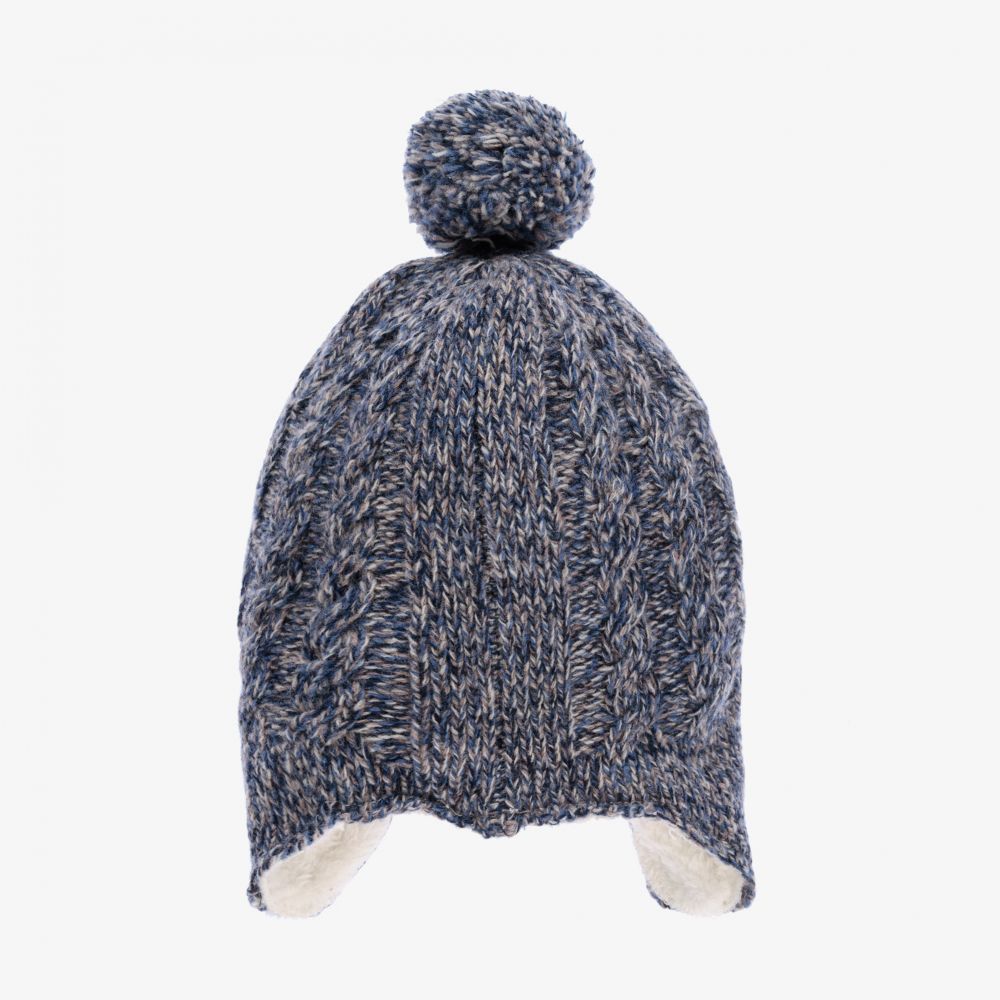 Tartine et Chocolat-Blue & Grey Wool Knitted Hat | Childrensalon Outlet