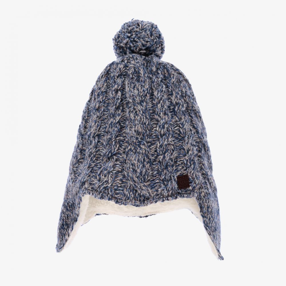 Tartine et Chocolat - Blue & Grey Wool Knitted Hat | Childrensalon