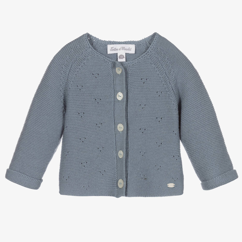 Tartine et Chocolat-Голубой вязаный кардиган для малышей | Childrensalon Outlet
