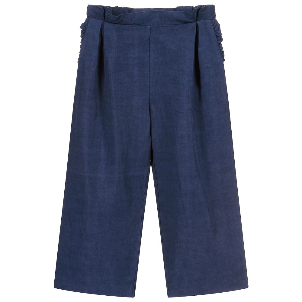 Tartine et Chocolat - Blue Linen Blend Trousers | Childrensalon