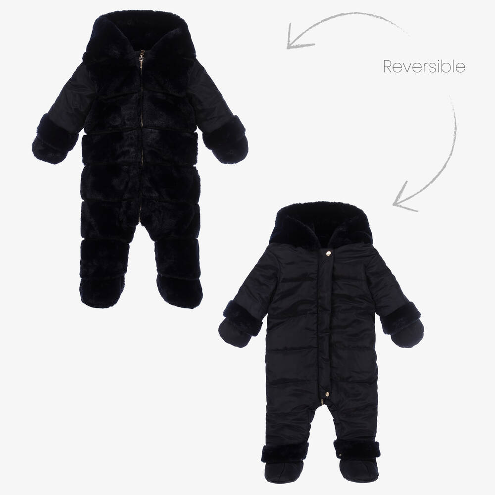 Tartine et Chocolat - Blue Reversible Baby Snowsuit | Childrensalon