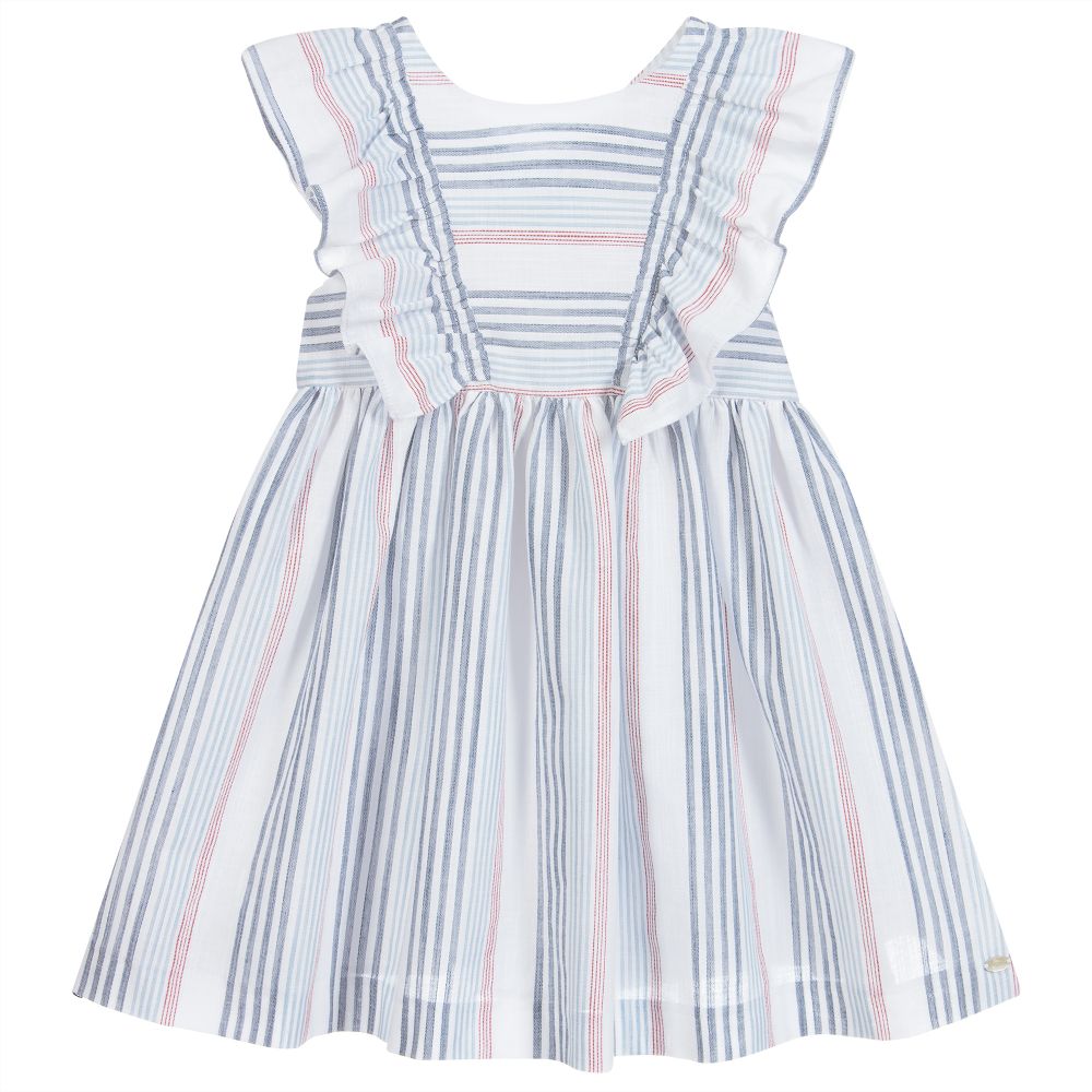 Tartine et Chocolat - Blue Striped Cotton Dress | Childrensalon