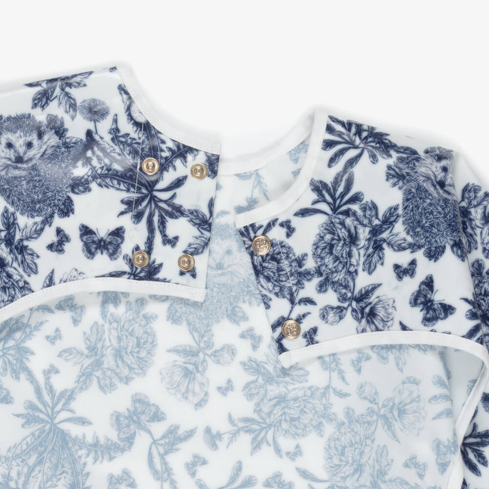 Tartine et Chocolat-Blue Toile De Jouy Apron Bib | Childrensalon Outlet