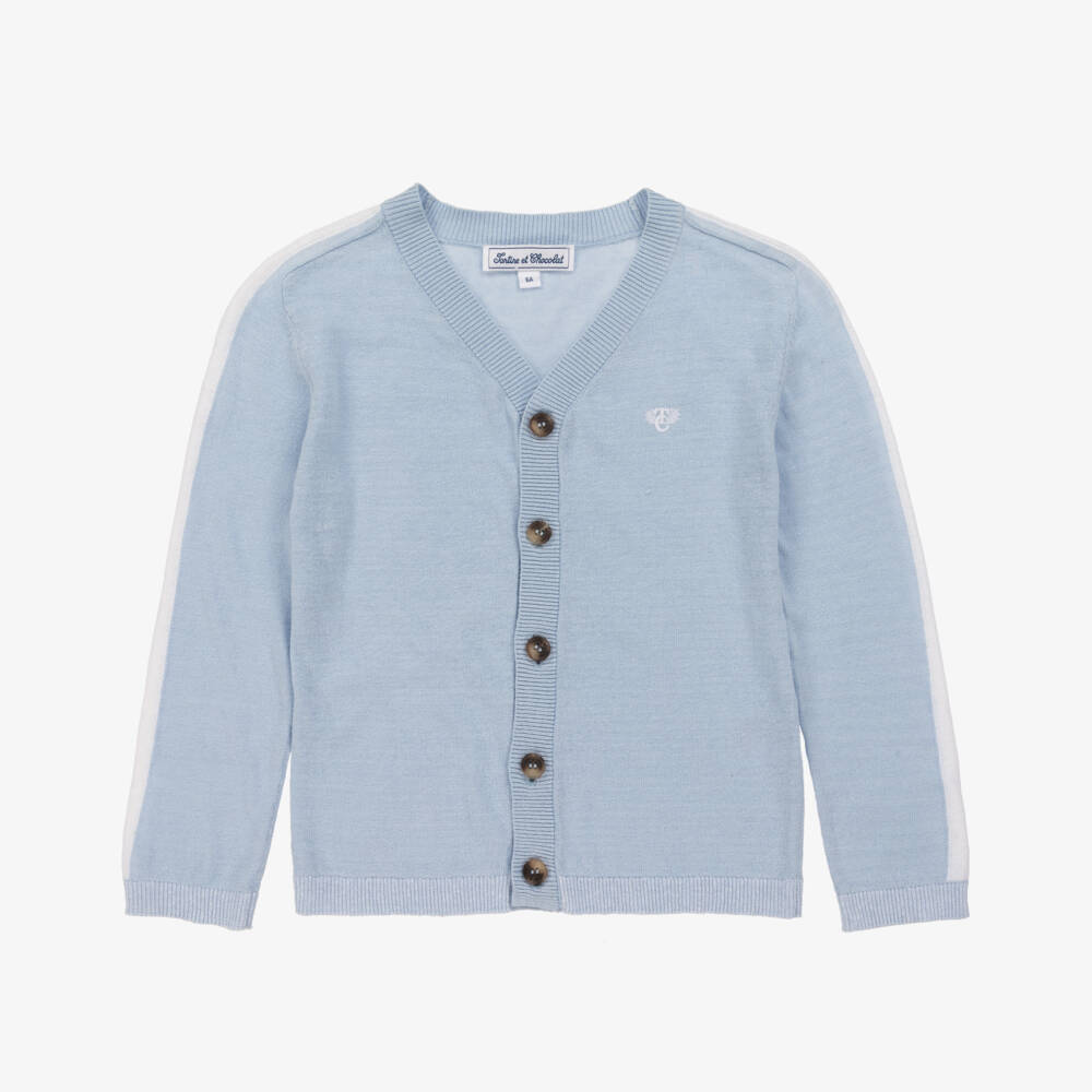 Tartine et Chocolat-Boys Azure Linen Blend Sweater | Childrensalon Outlet