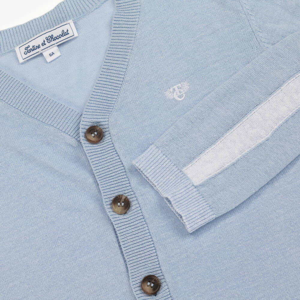 Tartine et Chocolat-Boys Azure Linen Blend Sweater | Childrensalon Outlet