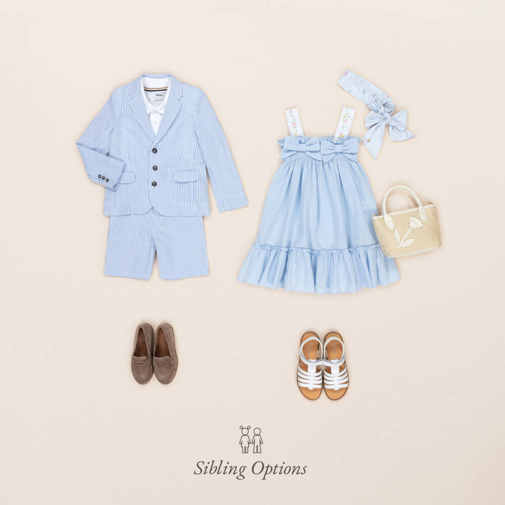 Tartine et Chocolat-جاكيت صبياني مخطط بلون أزرق سماوي من قماش سييرساكر | Childrensalon Outlet