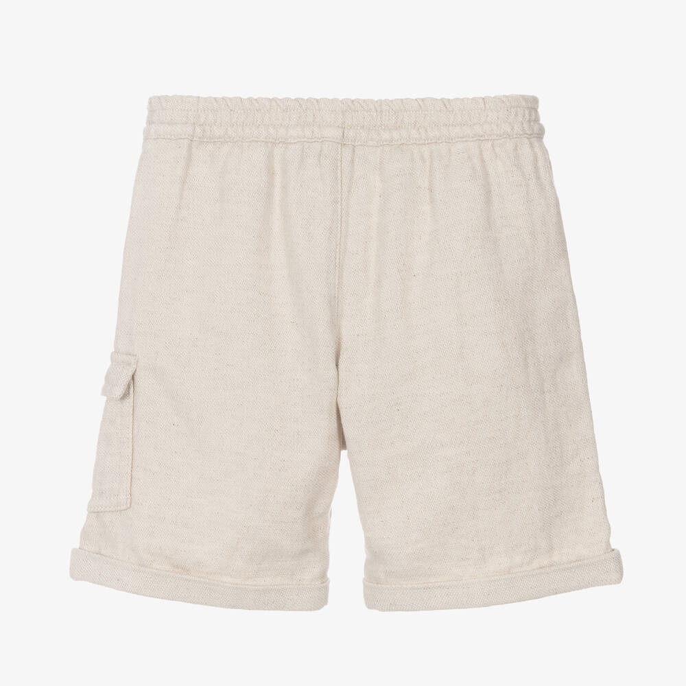 Tartine et Chocolat-شورت كارغو مزيج قطن وكتان لون بيج للأولاد | Childrensalon Outlet