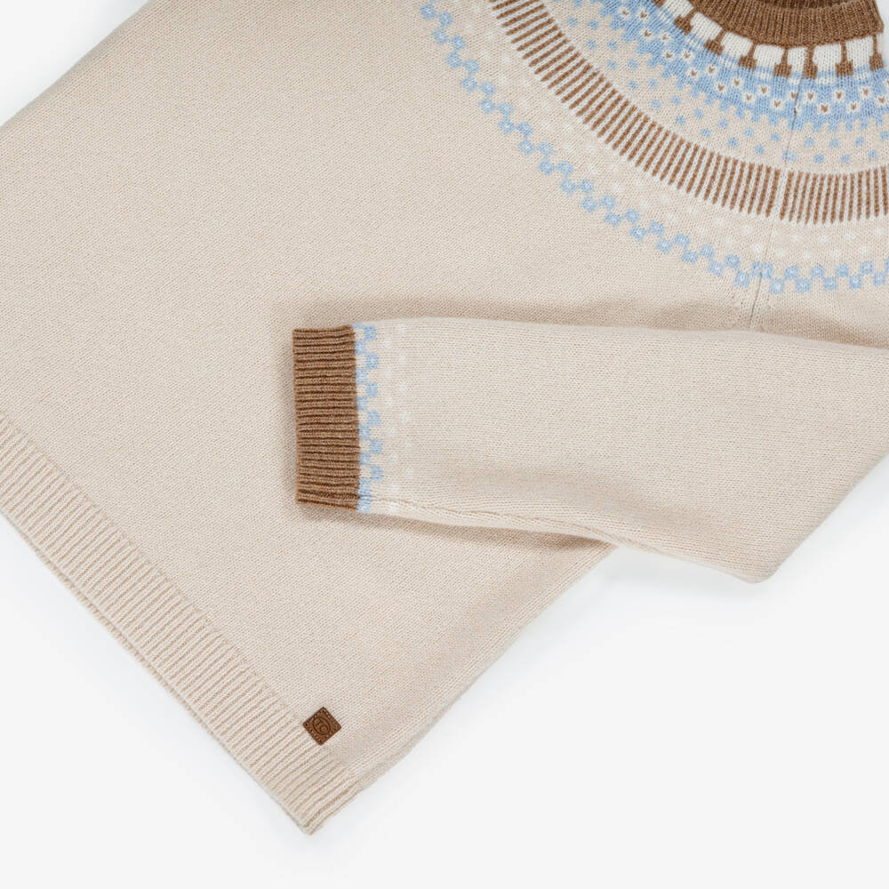 Tartine et Chocolat-Boys Beige Fair Isle Wool Knit Jumper | Childrensalon Outlet