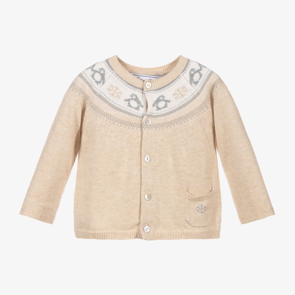 Boys Beige Knitted Cardigan