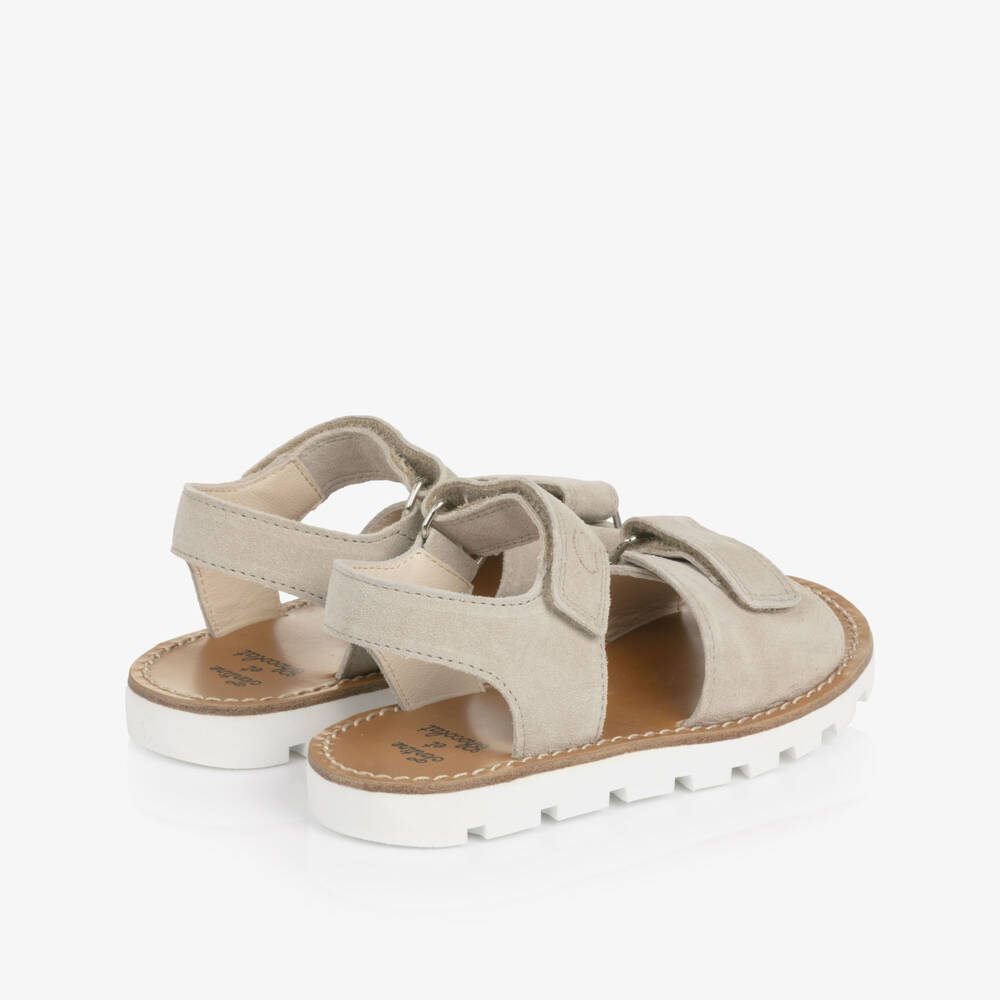 Tartine et Chocolat-Boys Beige Suede Leather Sandals | Childrensalon Outlet