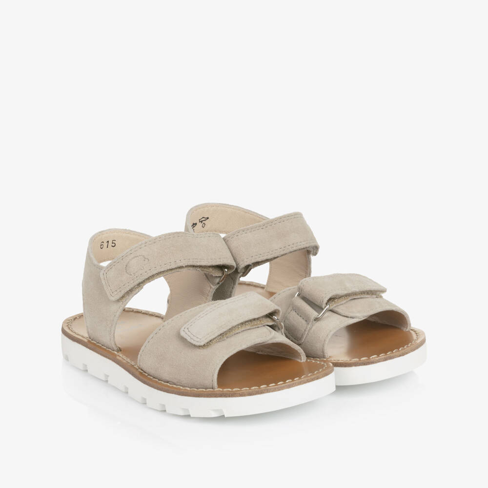 Tartine et Chocolat-Boys Beige Suede Leather Sandals | Childrensalon Outlet