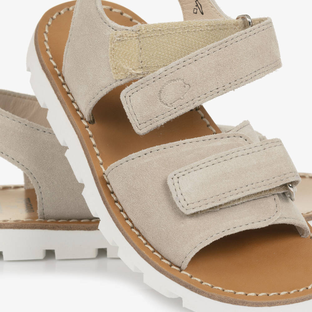 Tartine et Chocolat-Boys Beige Suede Leather Sandals | Childrensalon Outlet