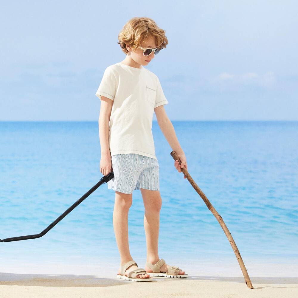 Tartine et Chocolat-Boys Beige Suede Leather Sandals | Childrensalon Outlet