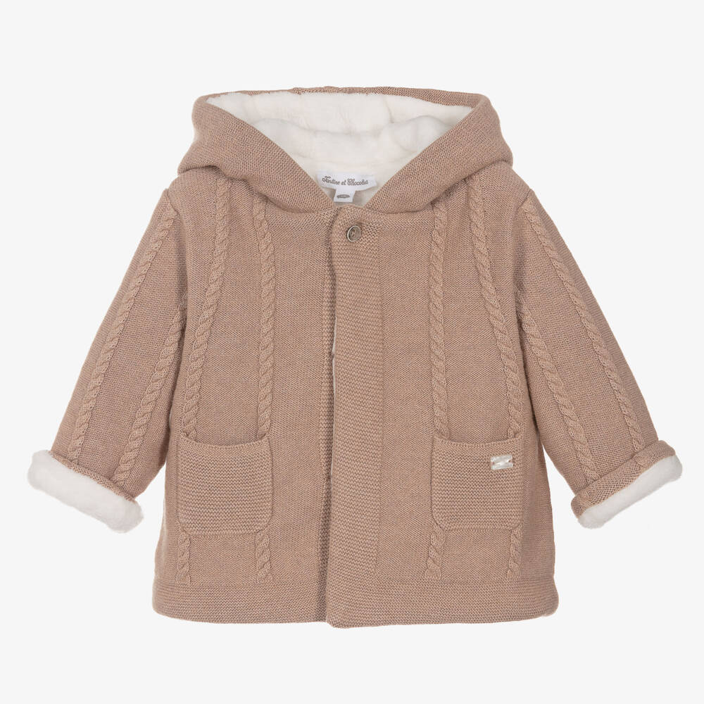 Tartine et Chocolat-Boys Beige Wool Blend Coat | Childrensalon Outlet