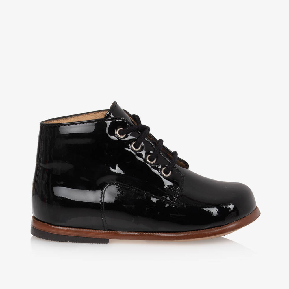 Tartine et Chocolat-Boys Black Glossy Leather Boots | Childrensalon Outlet
