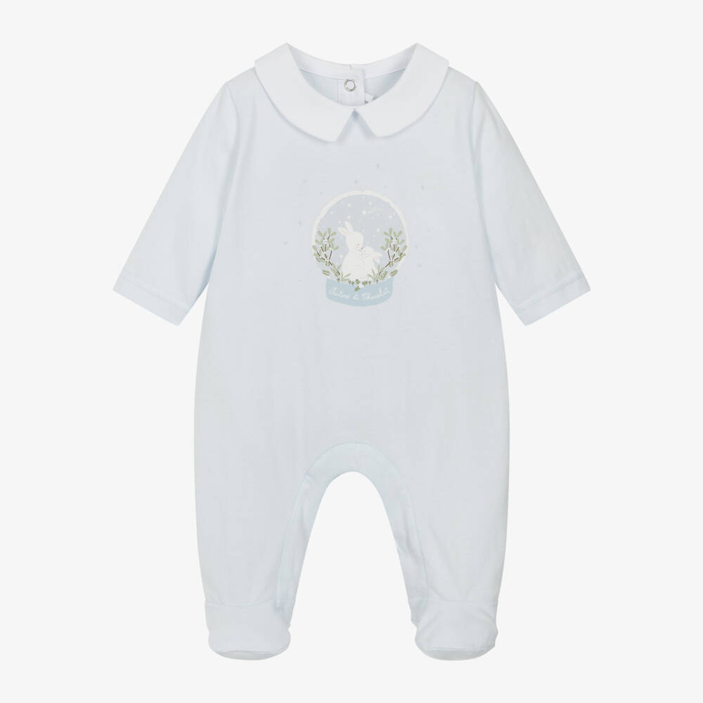 Tartine et Chocolat-Boys Blue Bunny Cotton Romper | Childrensalon Outlet