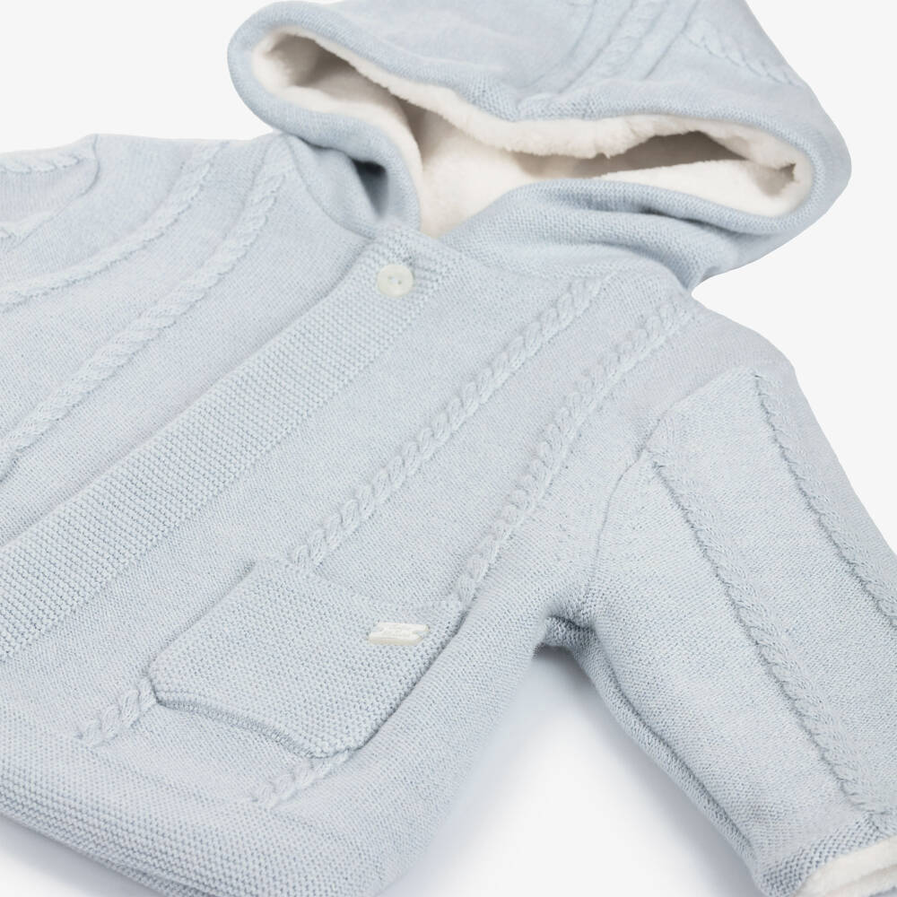 Tartine et Chocolat-Boys Blue Cable Knit Coat | Childrensalon Outlet