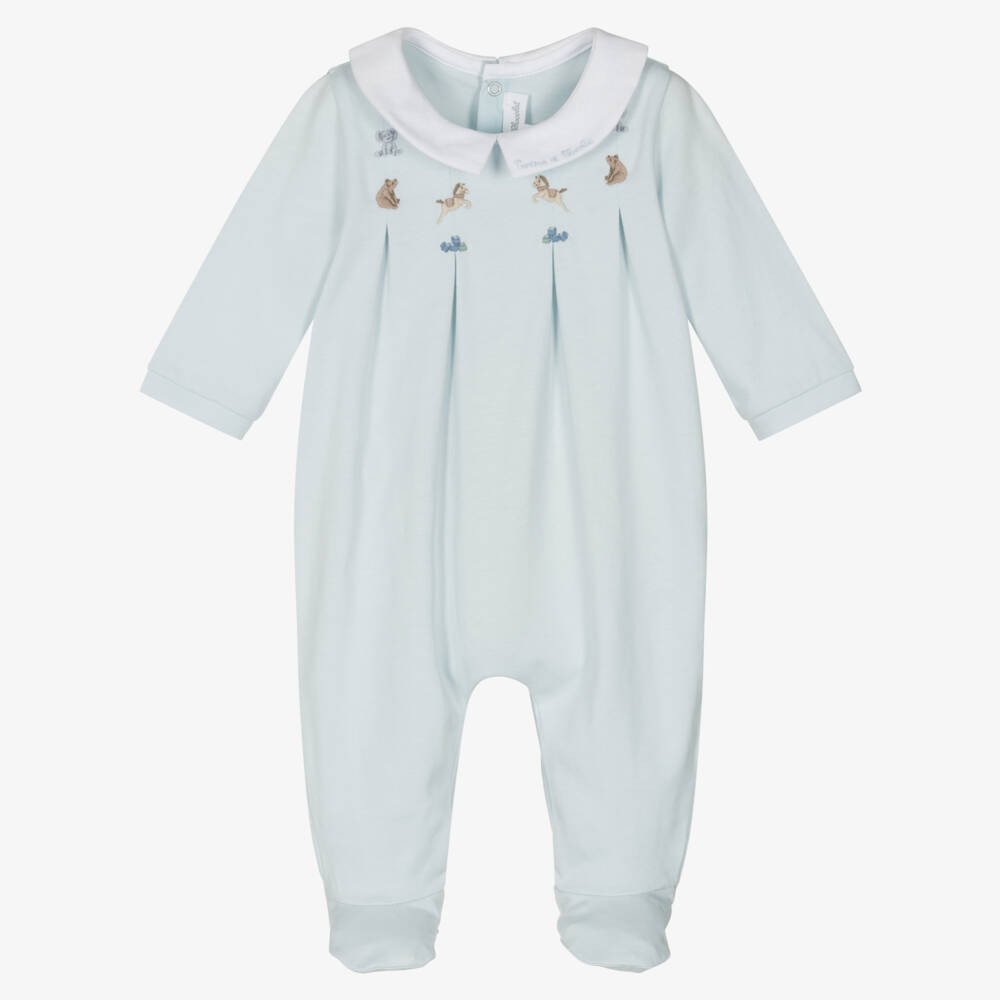 Tartine et Chocolat-Boys Blue Cotton All-in-One | Childrensalon Outlet