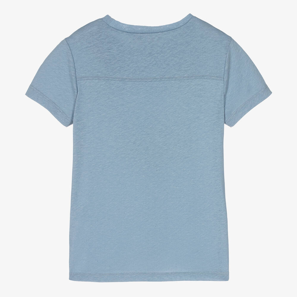 Tartine et Chocolat-Boys Blue Cotton Logo T-Shirt | Childrensalon Outlet