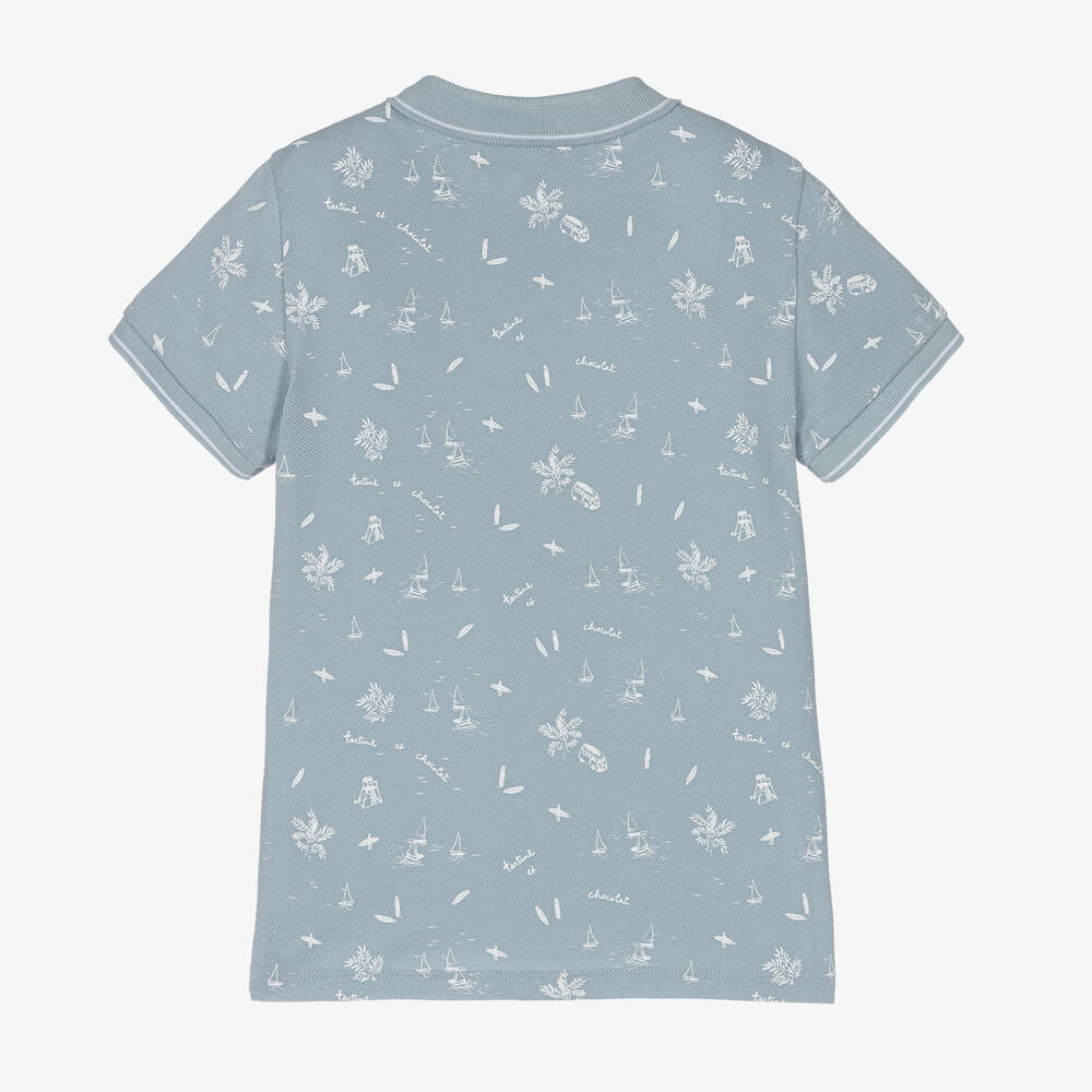 Tartine et Chocolat-Голубая хлопковая рубашка поло | Childrensalon Outlet