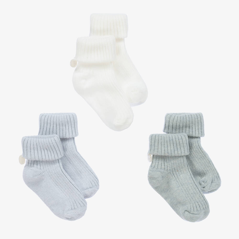 Tartine et Chocolat-Boys Blue Cotton Socks Trio | Childrensalon Outlet