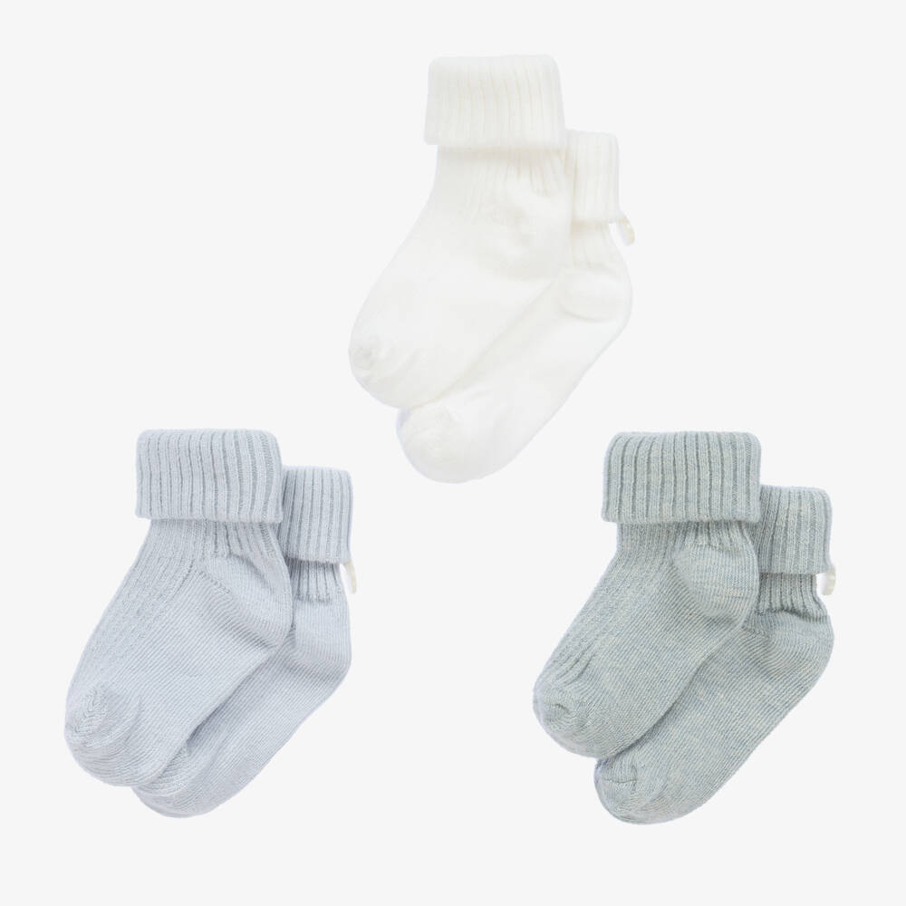 Tartine et Chocolat-Boys Blue Cotton Socks Trio | Childrensalon Outlet