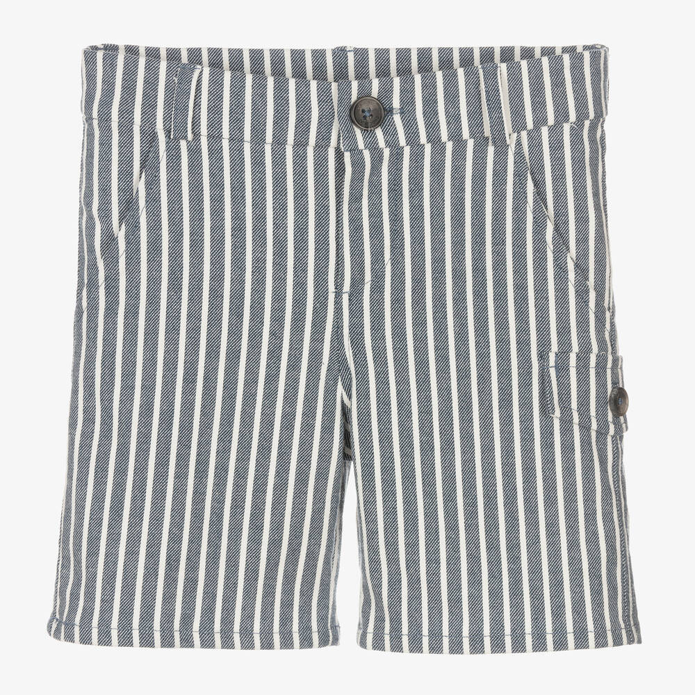 Tartine et Chocolat - Boys Blue Cotton Striped Shorts | Childrensalon