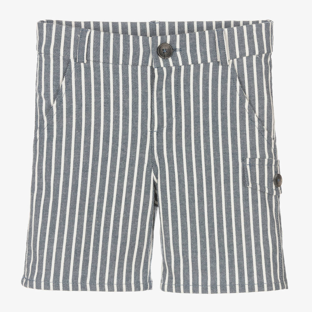 Tartine et Chocolat-Boys Blue Cotton Striped Shorts | Childrensalon Outlet