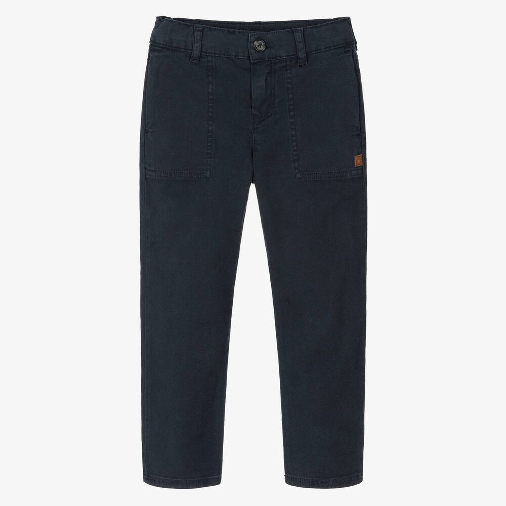 Tartine et Chocolat-Boys Blue Cotton Trousers | Childrensalon Outlet