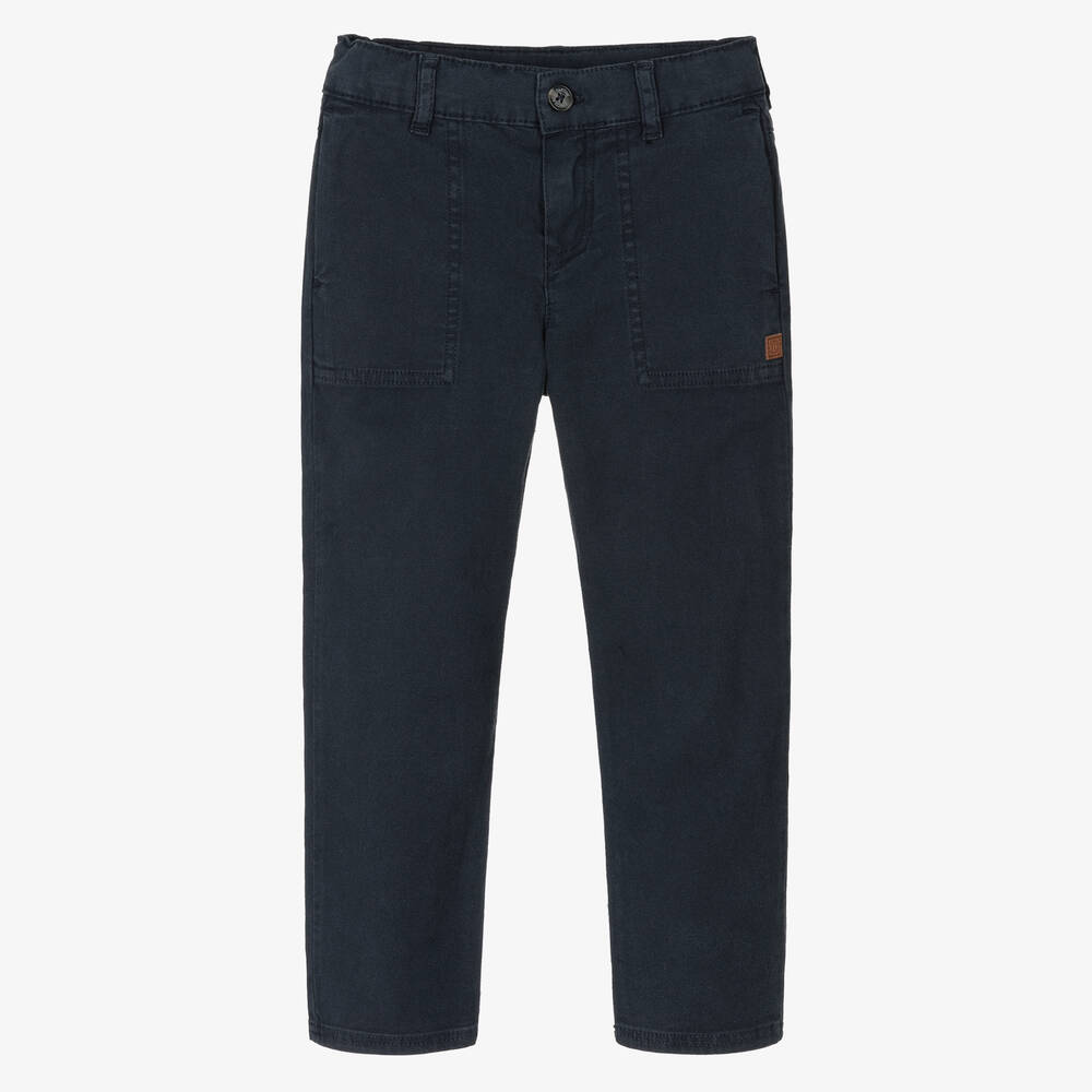 Tartine et Chocolat - Boys Blue Cotton Trousers | Childrensalon