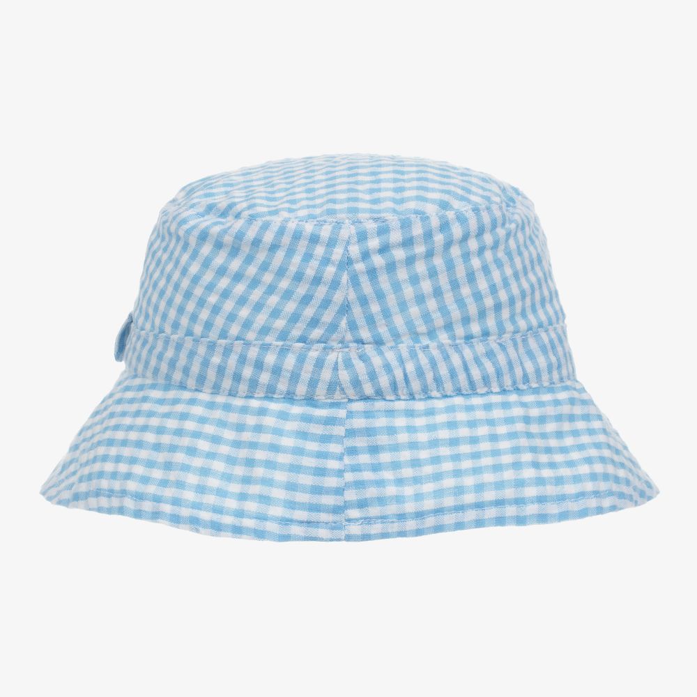 Tartine et Chocolat-Boys Blue Gingham Sun Hat | Childrensalon Outlet