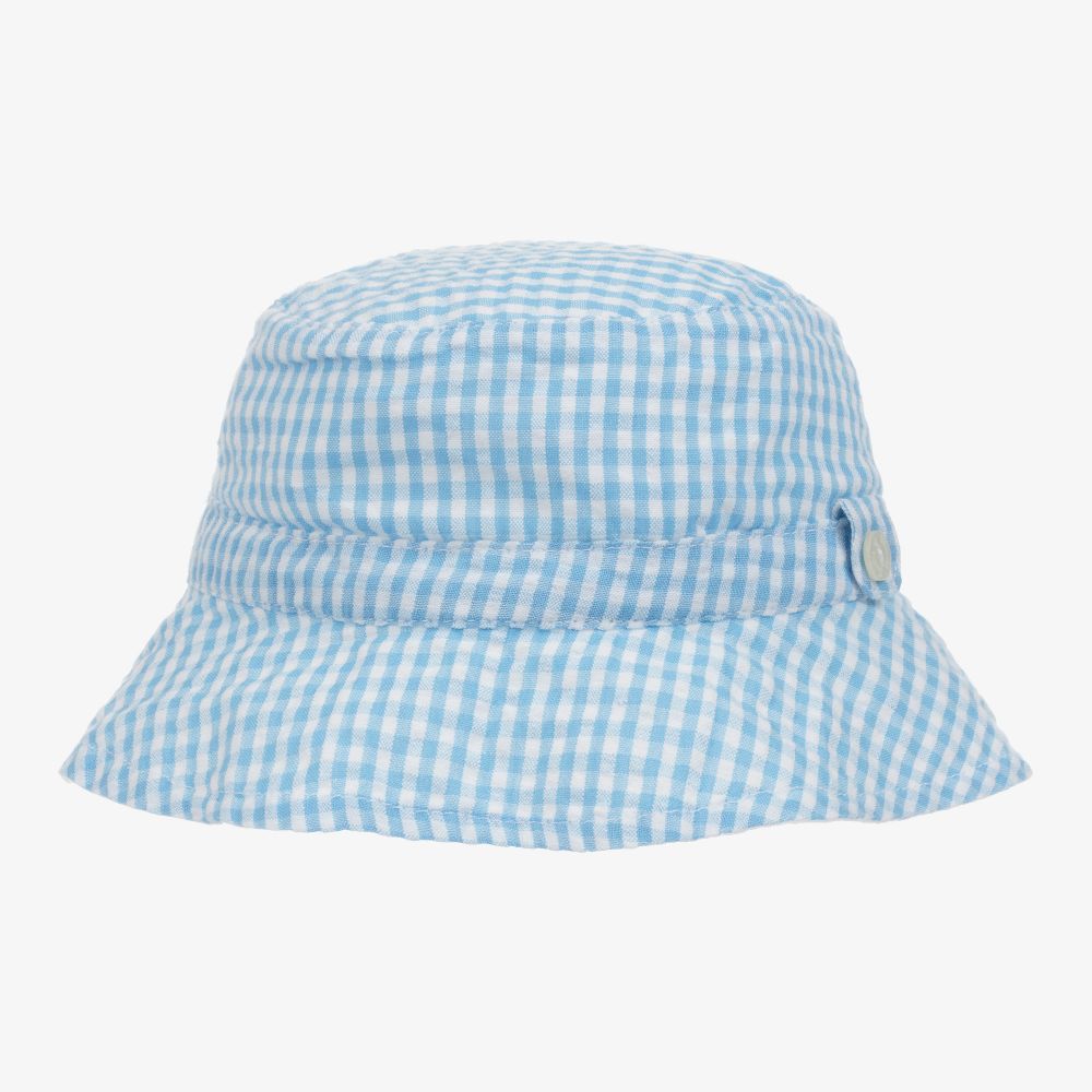 Tartine et Chocolat - Boys Blue Gingham Sun Hat | Childrensalon