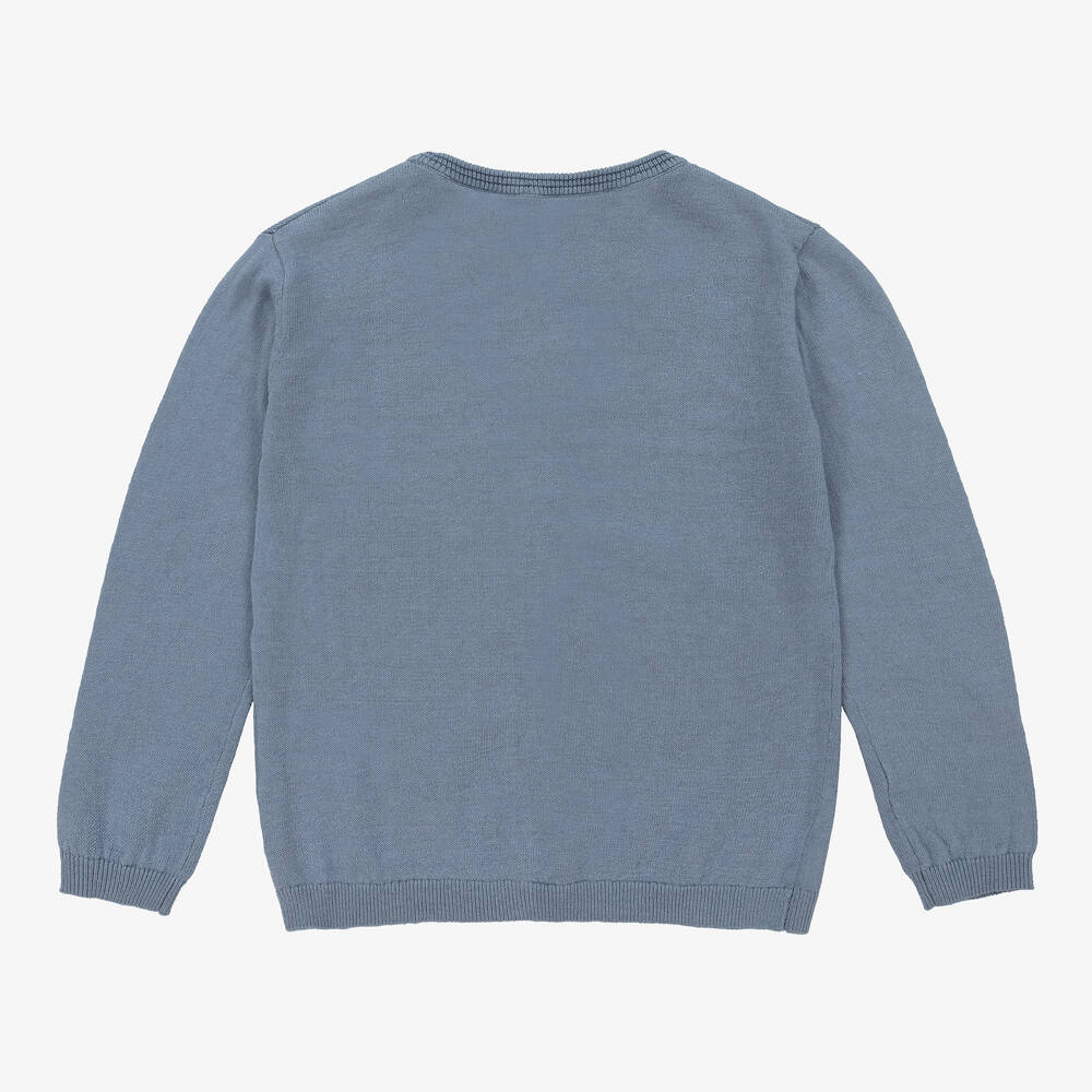 Tartine et Chocolat-كارديغان مزيج قطن وكتان لون أزرق للأولاد | Childrensalon Outlet