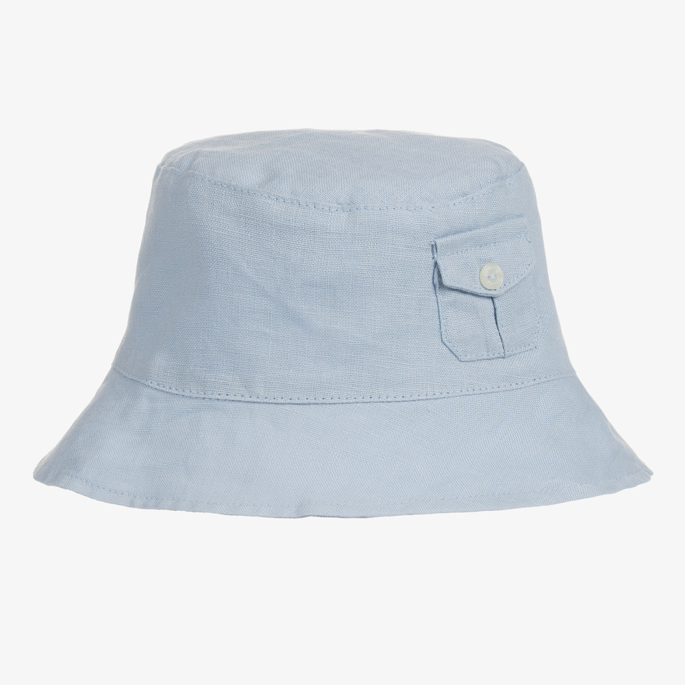 Tartine et Chocolat - Boys Blue Linen Hat  | Childrensalon