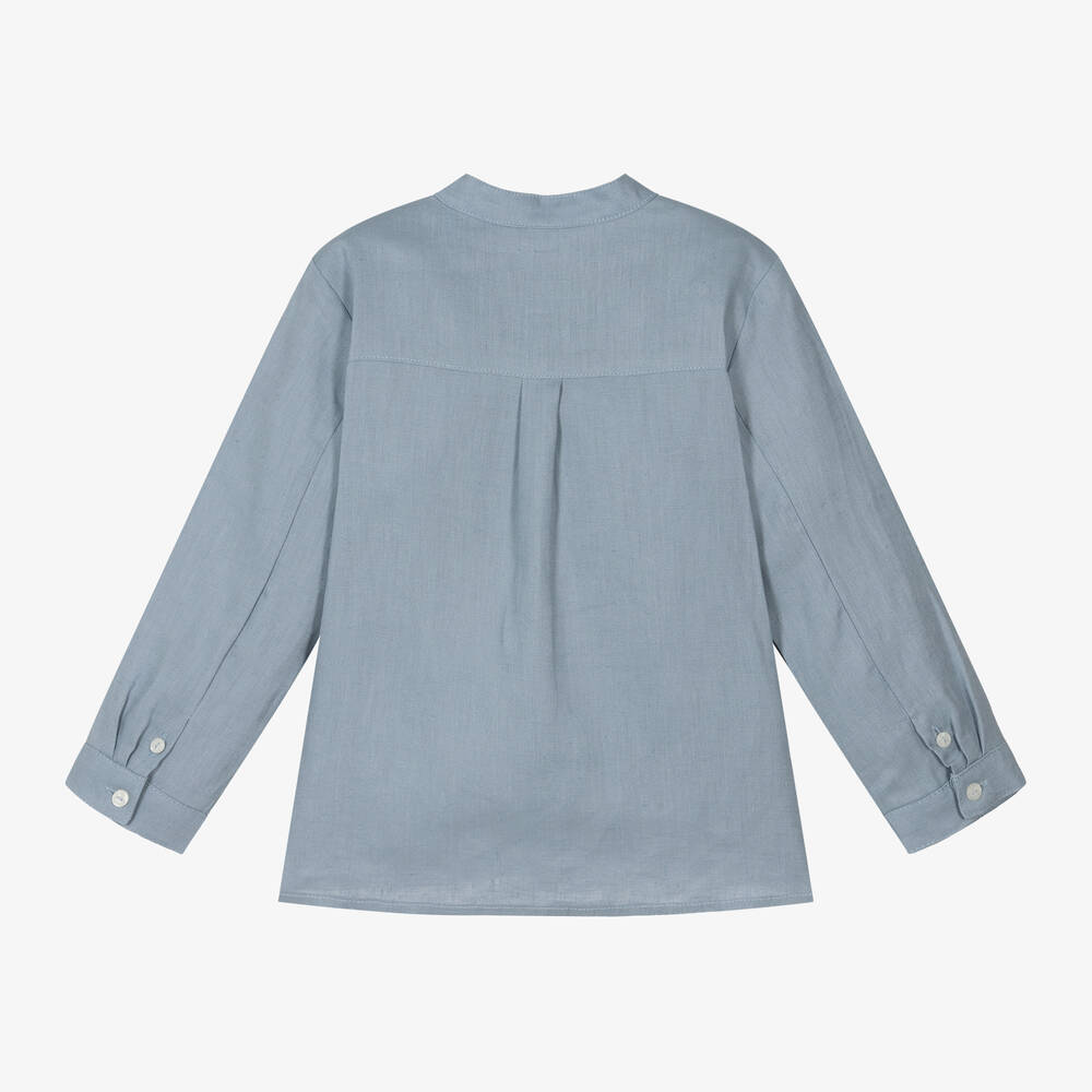 Tartine et Chocolat-قميص كتان لون أزرق للأولاد | Childrensalon Outlet
