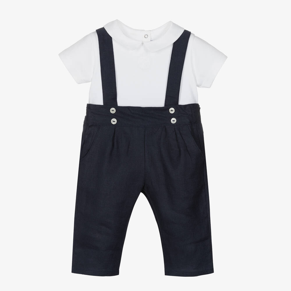 Tartine et Chocolat - Ensemble pantalon bleu en lin | Childrensalon