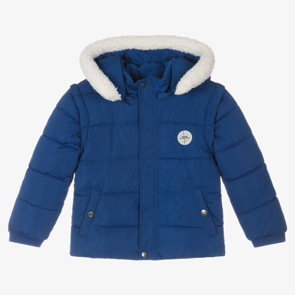 Tartine et Chocolat - Boys Blue Puffer Coat | Childrensalon