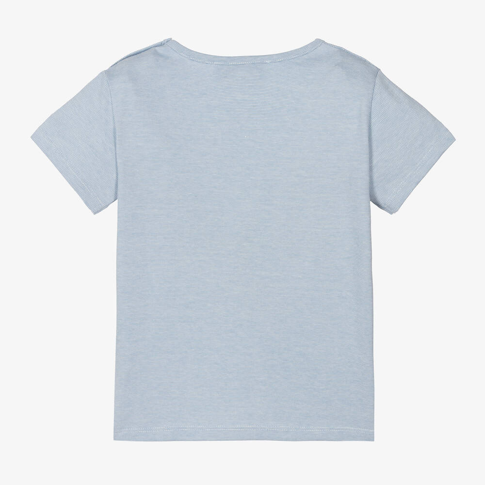 Tartine et Chocolat-Boys Blue Striped Cotton T-Shirt | Childrensalon Outlet