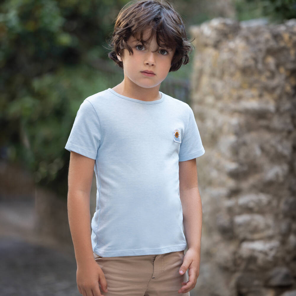 Tartine et Chocolat-Boys Blue Striped Cotton T-Shirt | Childrensalon Outlet