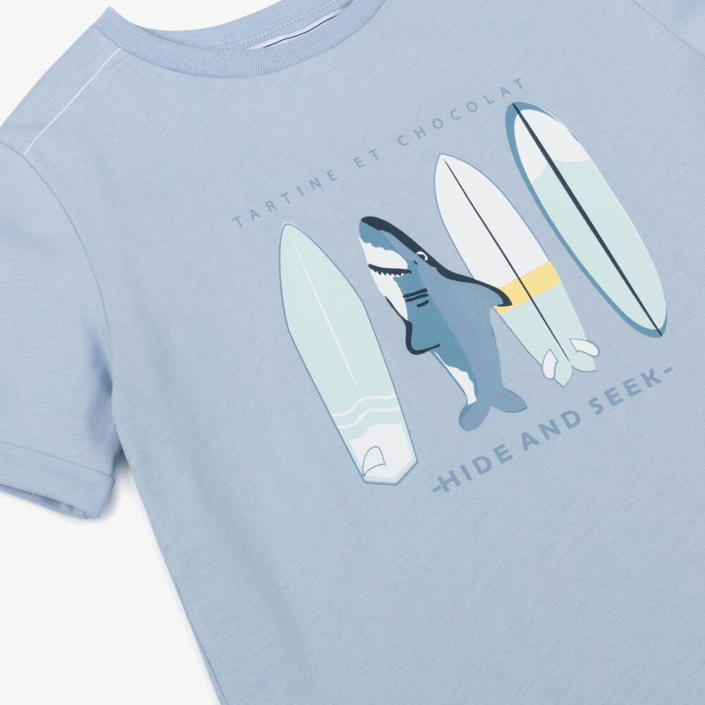 Tartine et Chocolat-Boys Blue Surfing Adventure Tee | Childrensalon Outlet