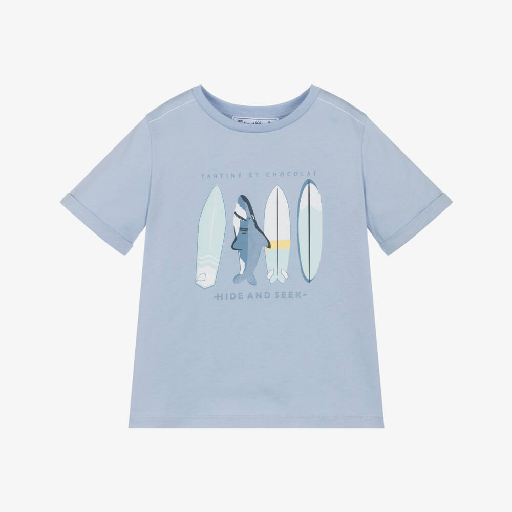 Tartine et Chocolat-Boys Blue Surfing Adventure Tee | Childrensalon Outlet